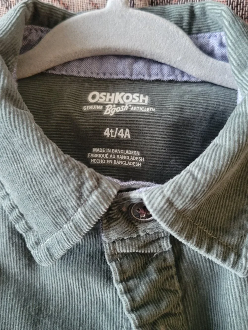 Osh B'Gosh Green Cordoroy Toddler Shirt